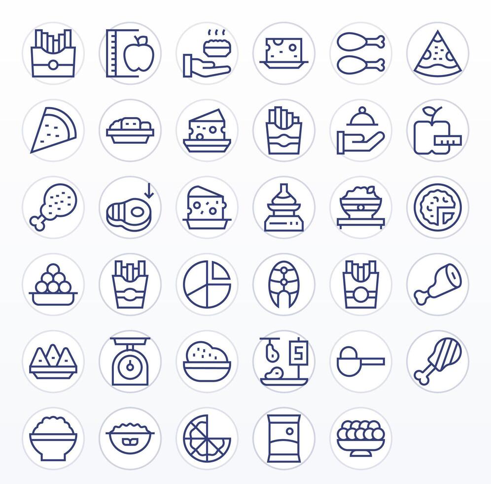 35 256x256 Regular Line Icons for Portion with Grid Fitted precision vector