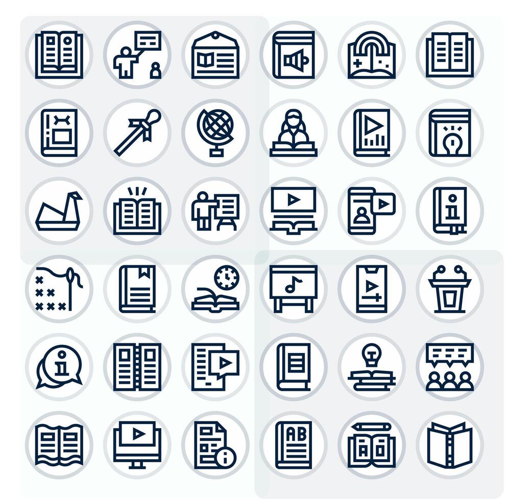 36 negrita línea píxel optimizado íconos para tutorial gráficos vector