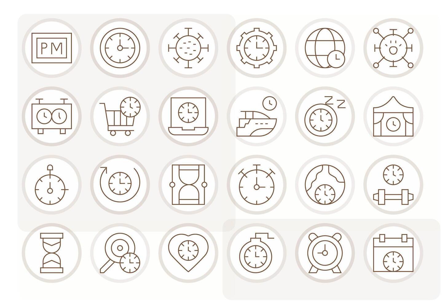 24 Thin Line Icons designed for Clock in High Resolution Pixel Aligned format vector