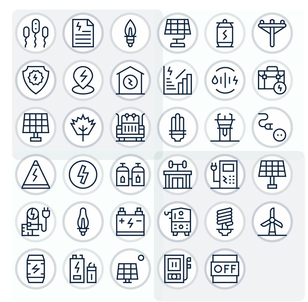 35 256x256 Regular Line Icons optimized for Electricity PIXEL Perfect display vector