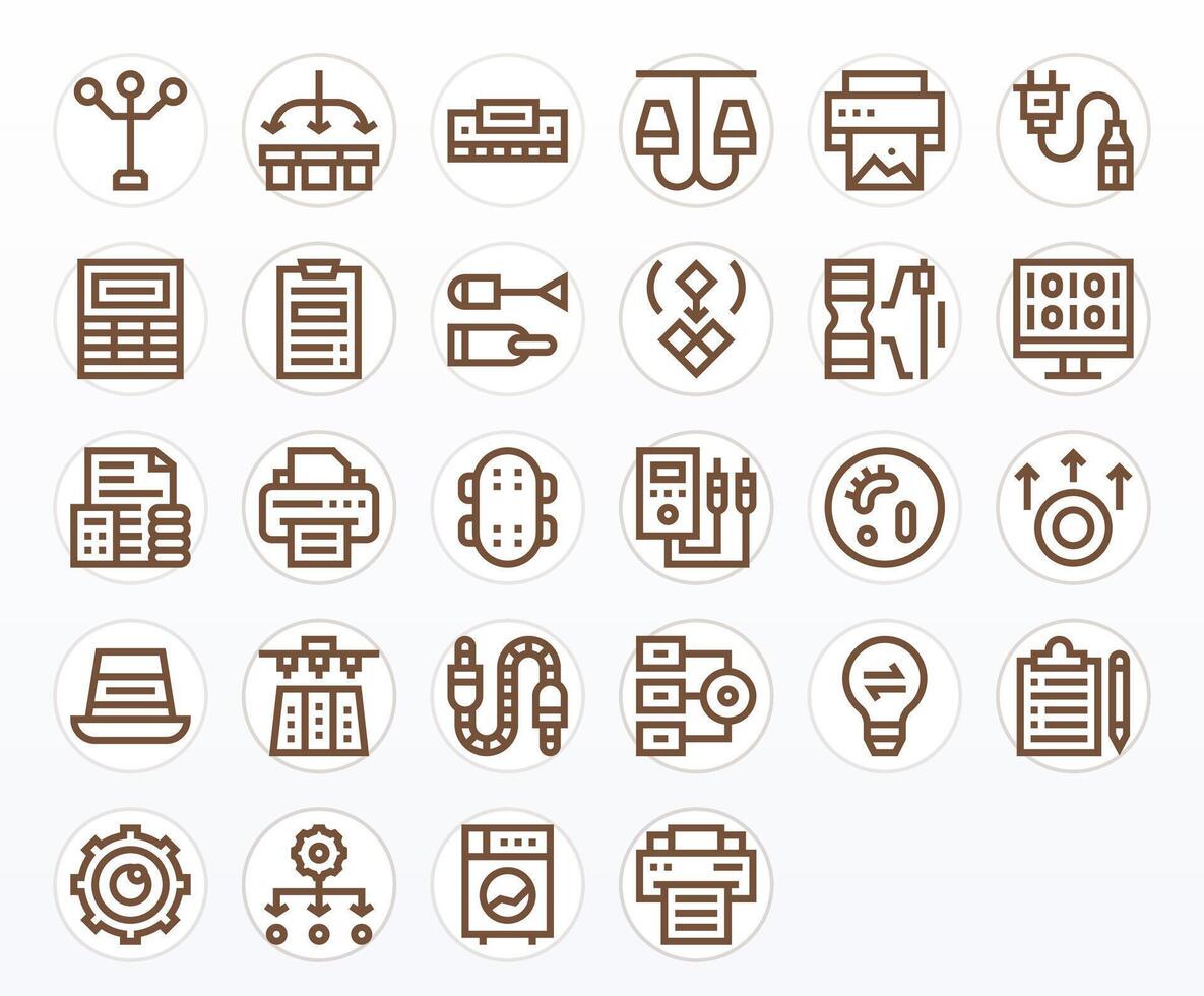 Bold Line Detail Enhanced Icons from Output Set with 28 128x128 Icons vector
