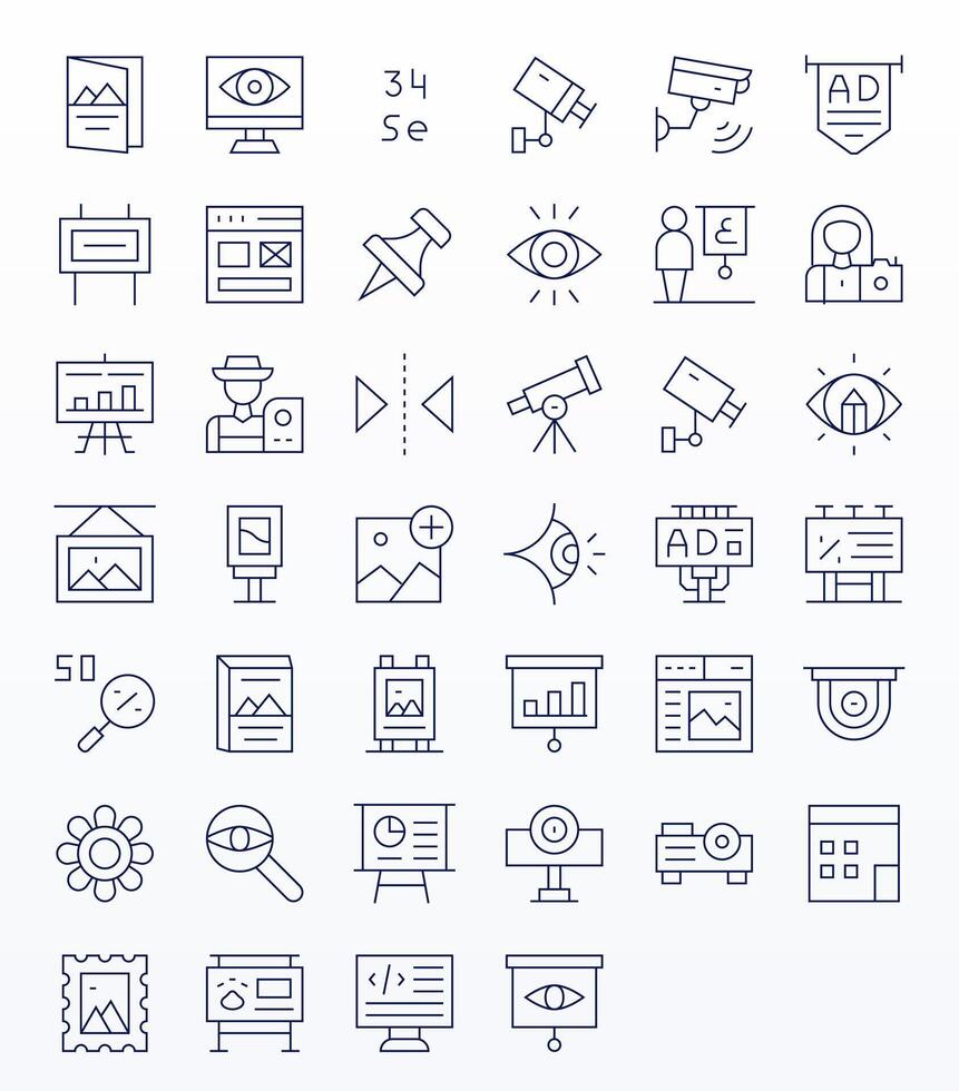 visual escalable conjunto presentando 40 editable Delgado línea 256x256 íconos vector