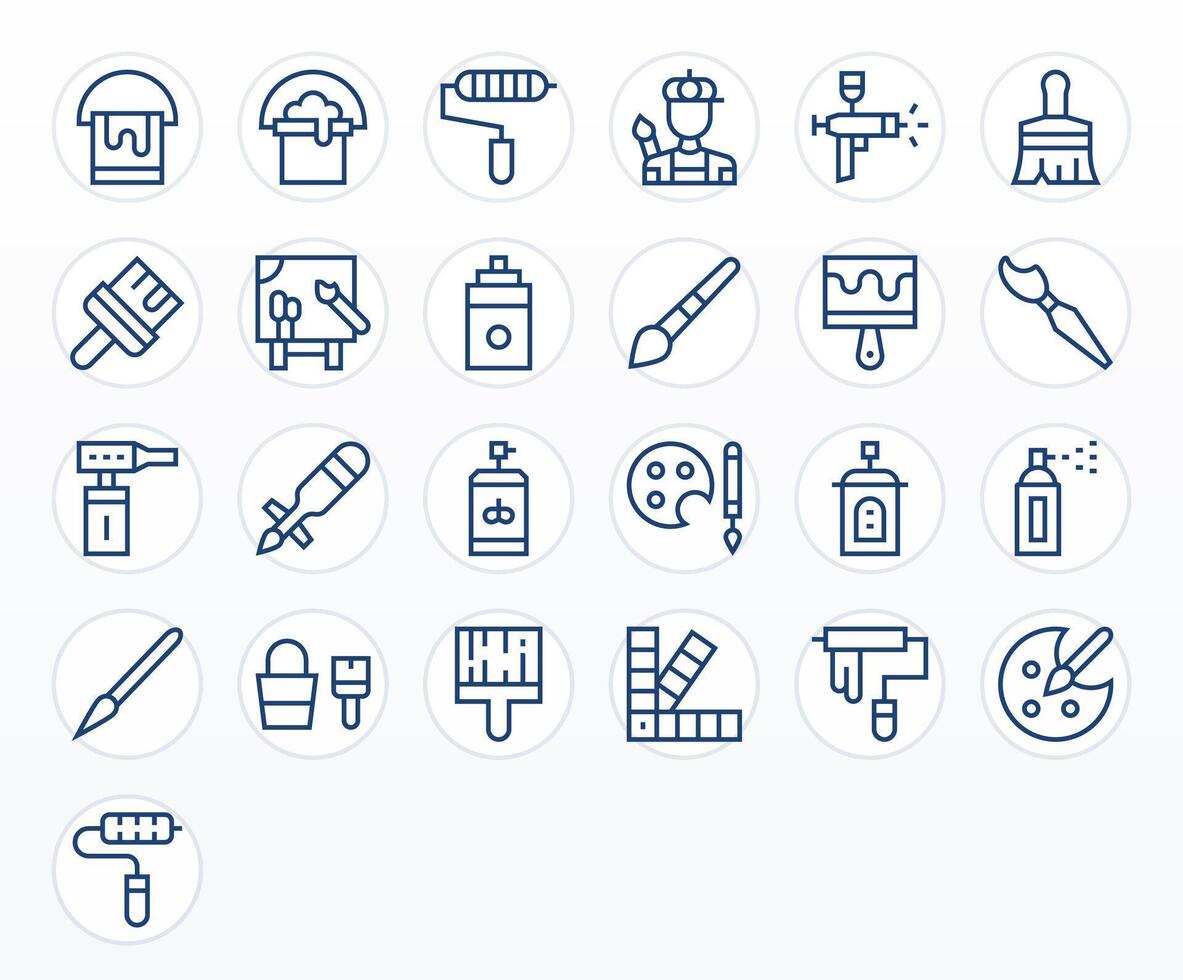 pintar presentando 25 alto resolución íconos en regular línea diseño vector