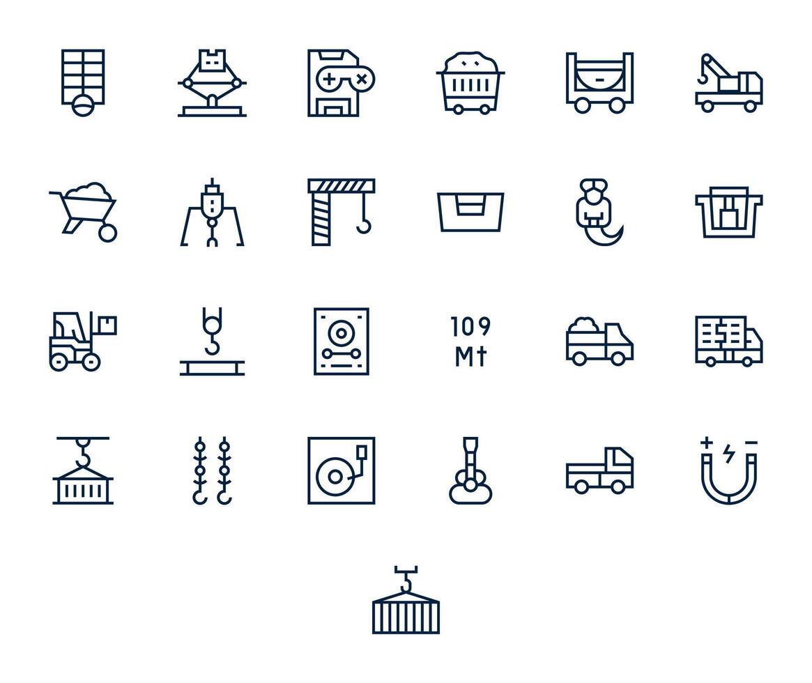 Regular Line Pixel Optimized Icons from Load Set with 25 256x256 Icons vector