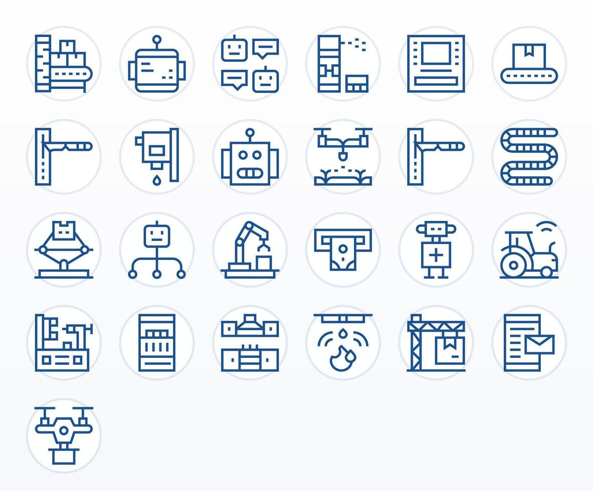 25 Regular Line Icons from Automated in 64x64 Pixel Aligned Quality vector