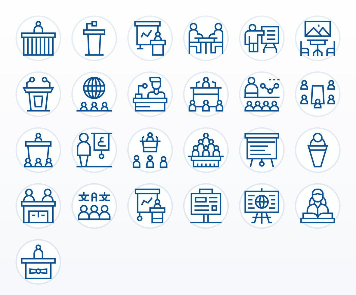 25 128x128 Regular Line Icons optimized for Seminar Grid Fitted display vector