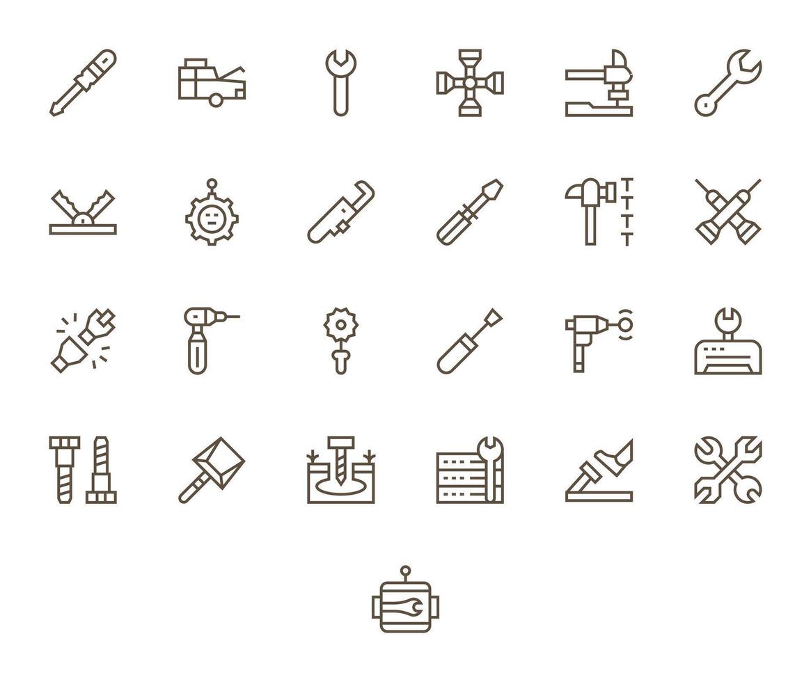 Fixing Icon Repository containing 25 Regular Line 256x256 Grid Fitted graphics vector