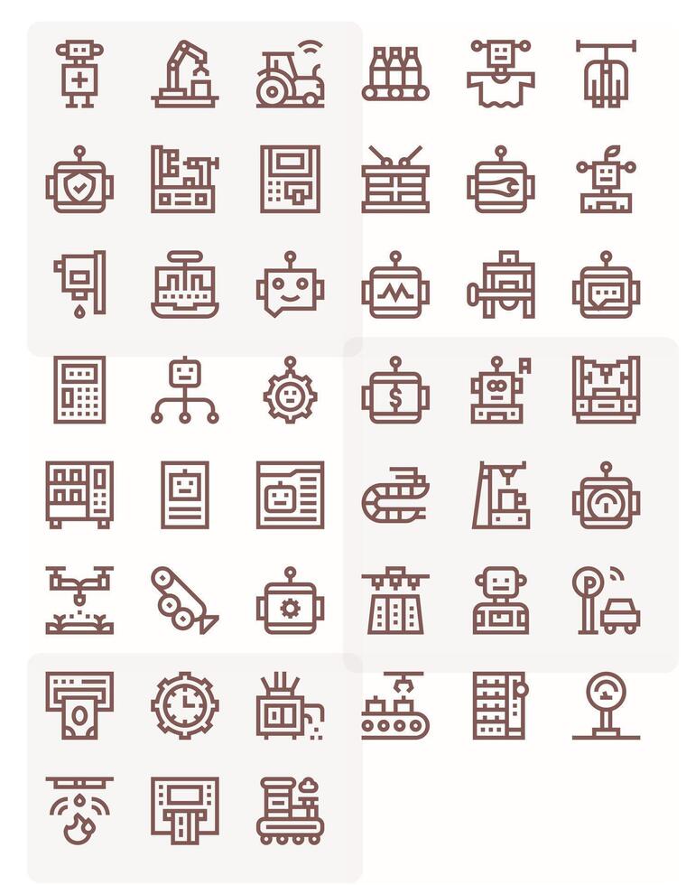 45 Icons for Automated optimized in Display Perfect 64x64 Bold Line resolution vector