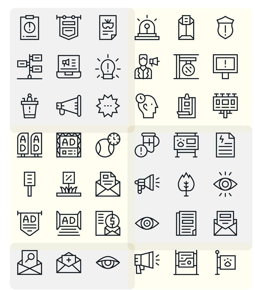 42 Regular Line Pixel Aligned Icons tailored for Notice 128x128 interface vector