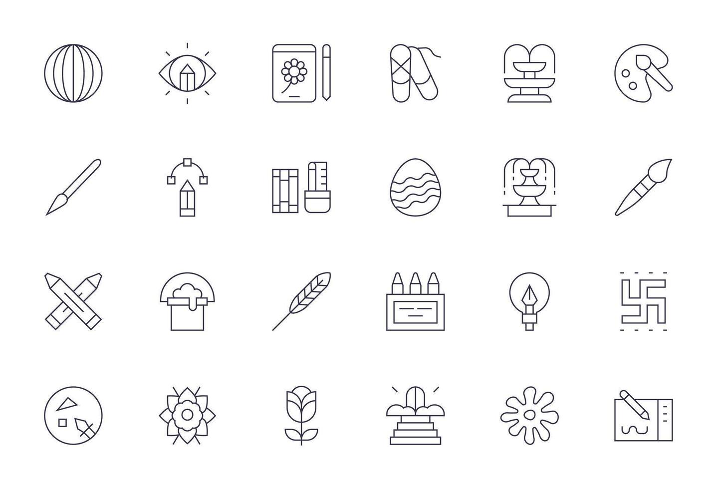 Artistic Icon Set with 24 Thin Line 256x256 PIXEL Perfect Graphics vector