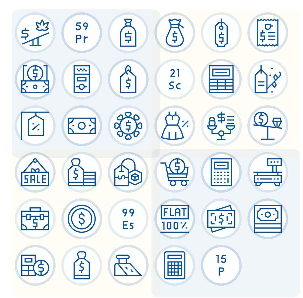 35 Retina Ready Regular Line Icons for Price with Pixel Optimized precision vector