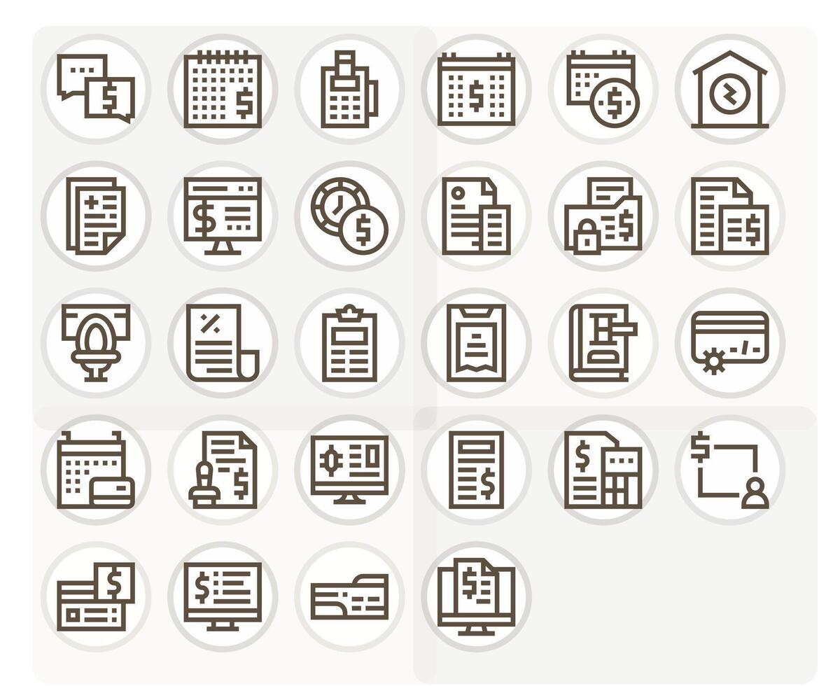 Billing Scalable Set featuring 28 Pixel Optimized Bold Line High Resolution Icons vector