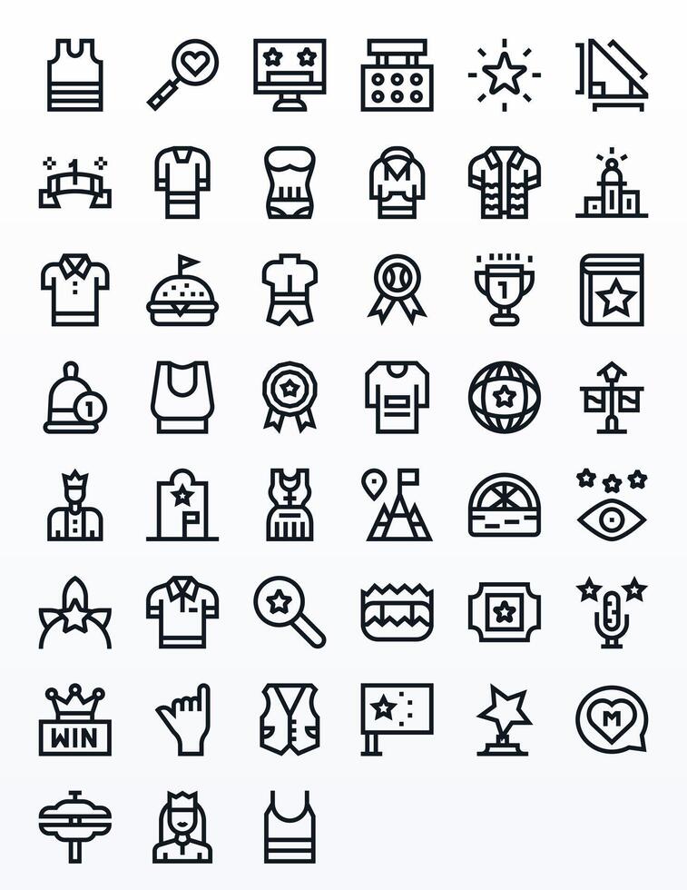 Top Icon Set with 45 Bold Line High Resolution Grid Fitted Graphics vector