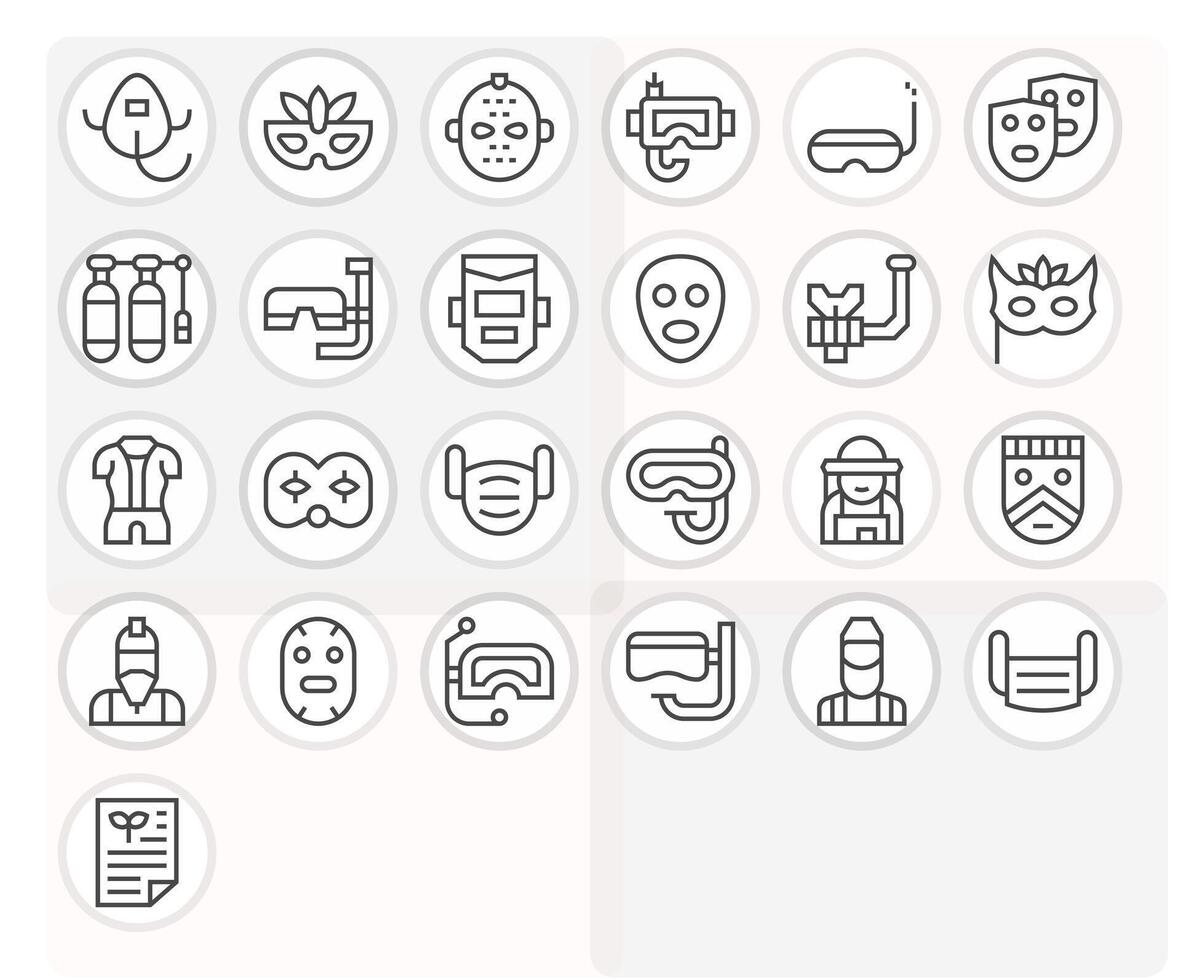 25 256x256 Regular Line Icons optimized for Mask Grid Fitted display vector