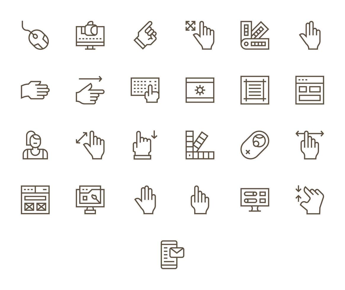 ui diseño íconos presentando 25 píxel optimizado regular línea estilo vector