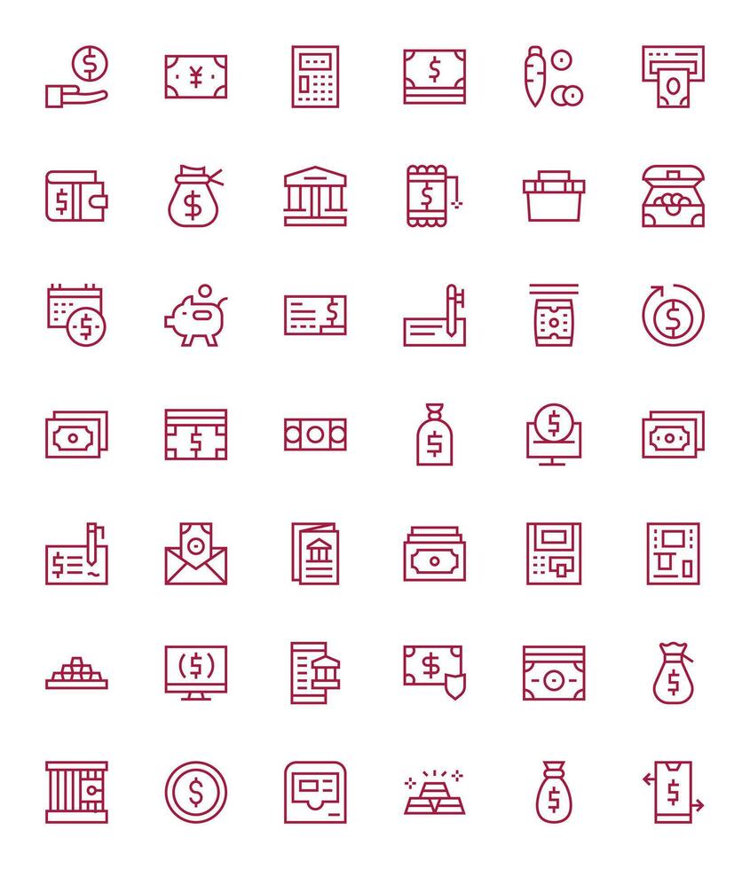 42 High Resolution Regular Line Icons optimized for Deposit Pixel Aligned display vector
