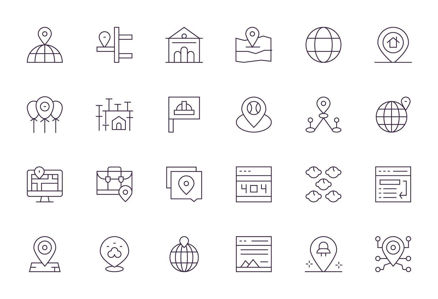 24 Thin Line Icons designed for Site in High Resolution Pixel Aligned format vector