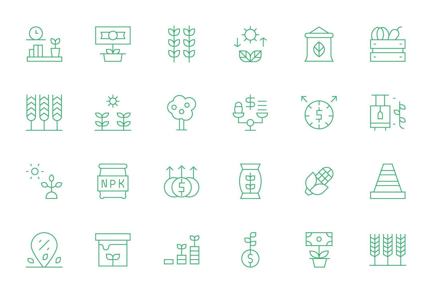 Yield Icon Set with 24 Thin Line Retina Ready PIXEL Perfect Graphics vector