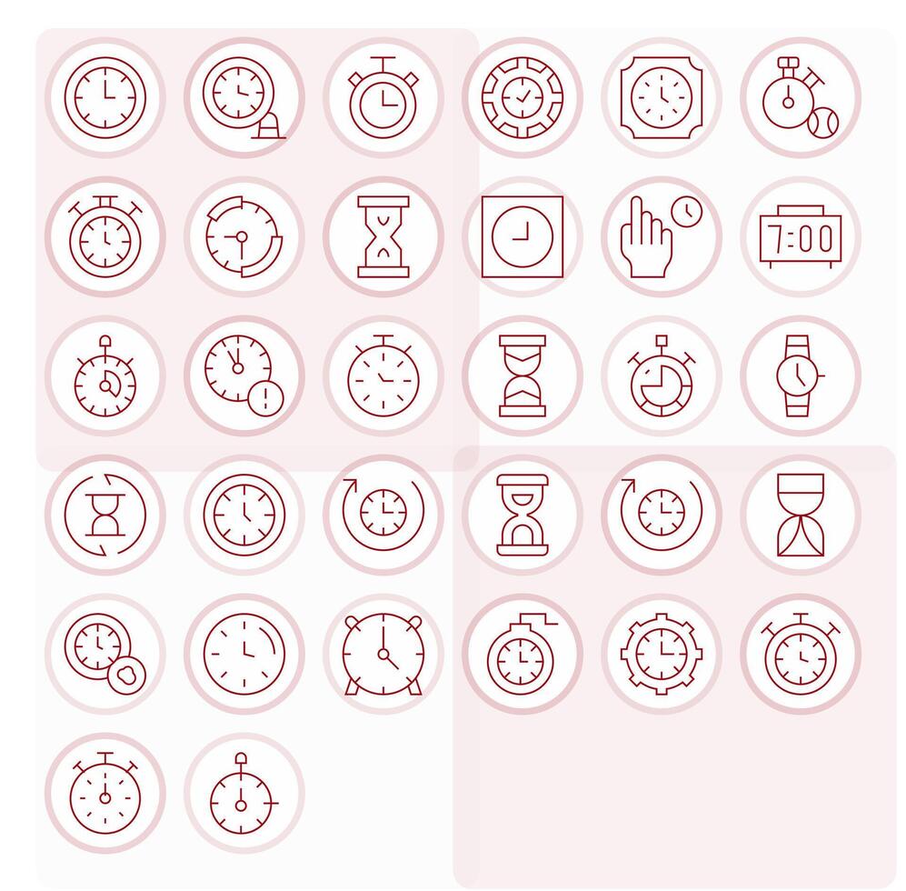 32 Icons for Timer optimized in Detail Enhanced 256x256 Thin Line resolution vector