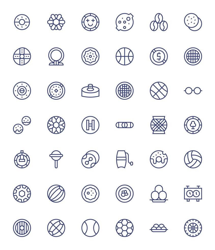 42 Regular Line PIXEL Perfect Icons for Round Graphics vector