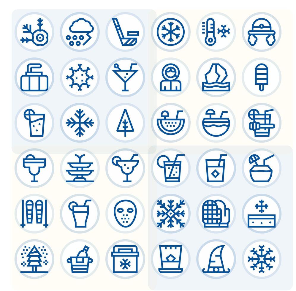 Ice Professional Set with 36 Bold Line Pixel Optimized High Resolution Icons vector