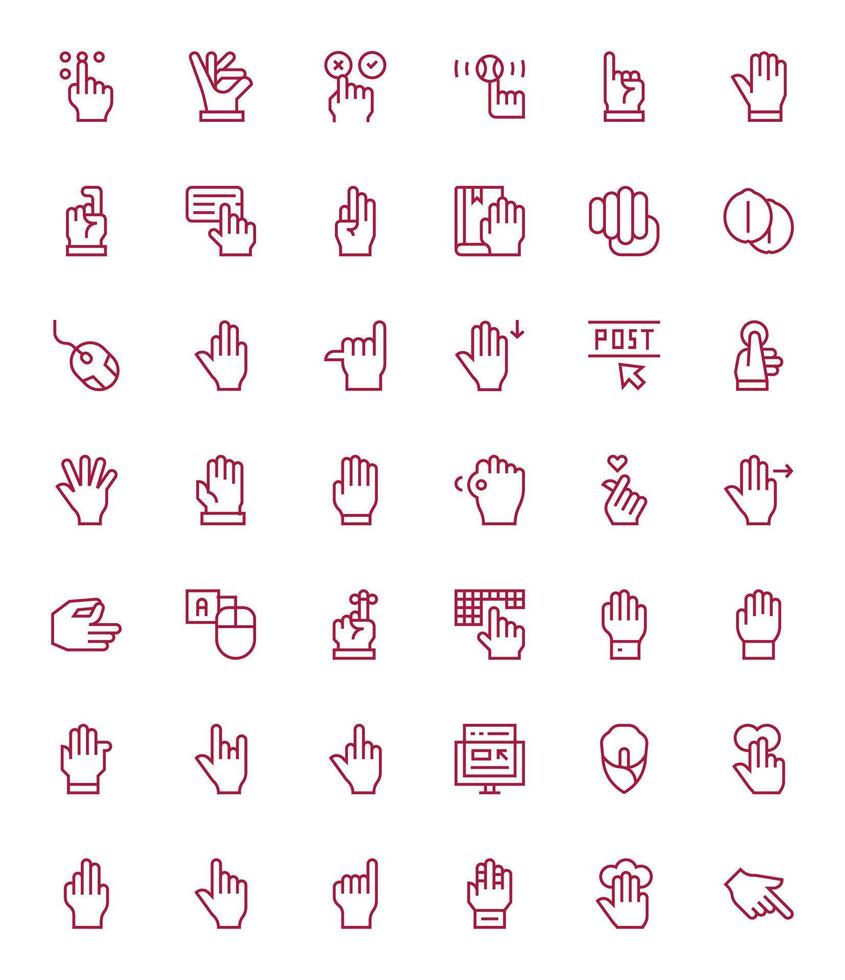 42 256x256 Regular Line Icons optimized for Click Pixel Optimized display vector