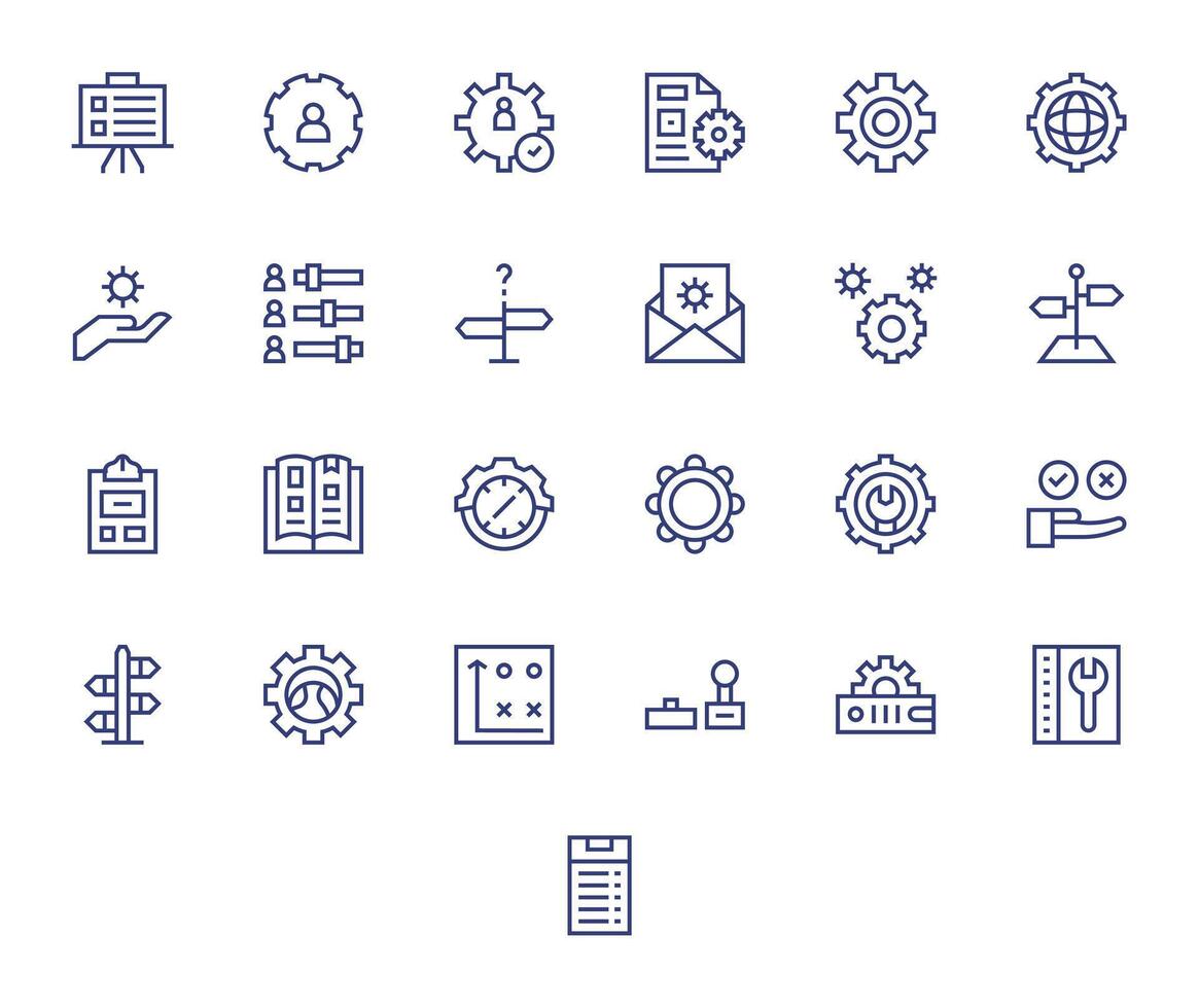 25 Regular Line Grid Fitted Icons for Options Graphics vector