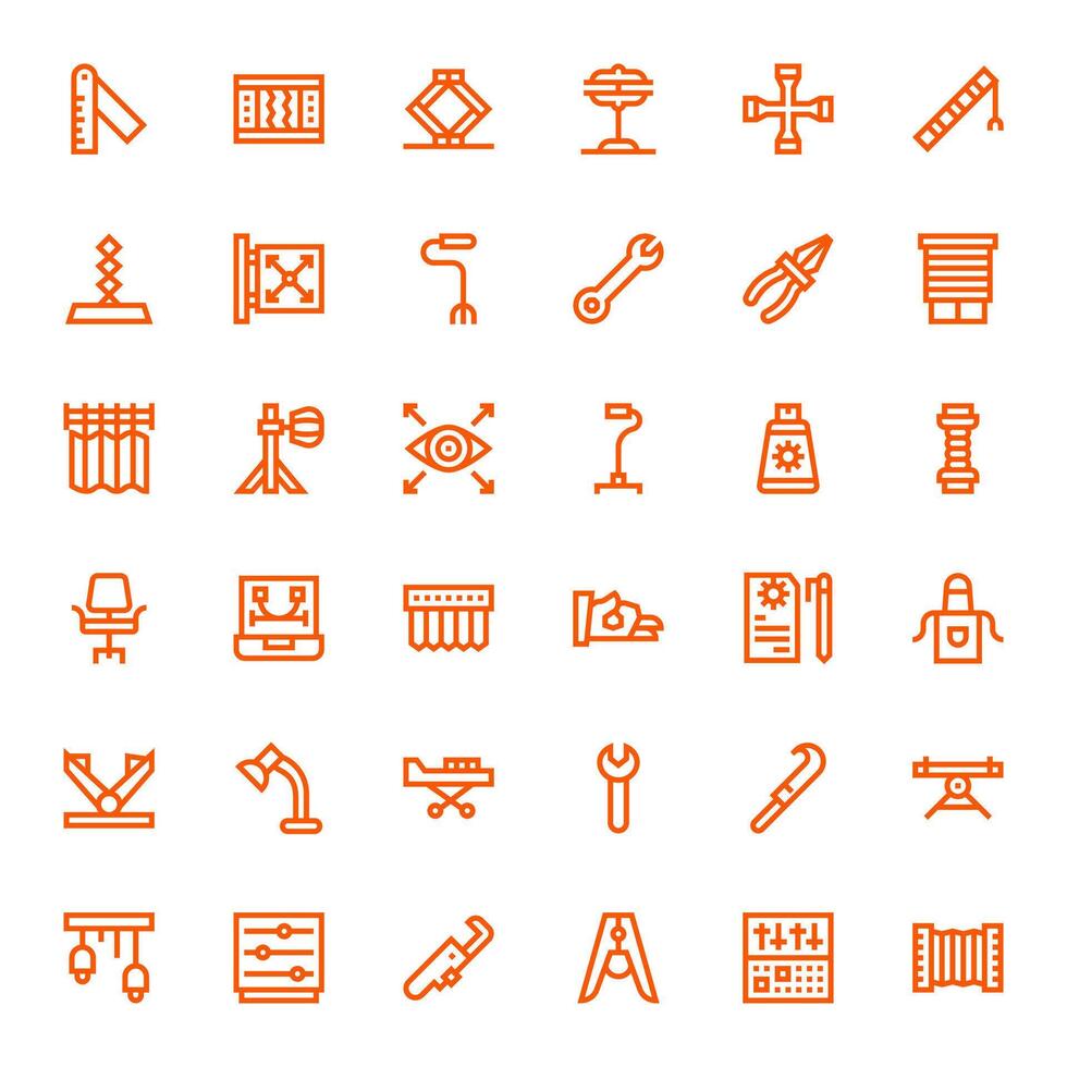 Adjustable Scalable Set featuring 36 Display Perfect Bold Line 64x64 Icons vector