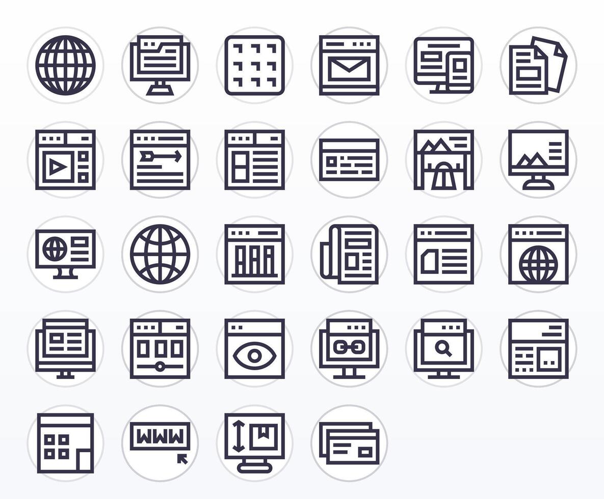 Web Page Digital Pack containing 28 Pixel Aligned Bold Line 256x256 Icons vector