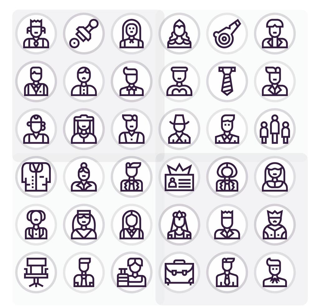 36 Icons for Executive featuring 256x256 Grid Fitted Bold Line Graphics vector