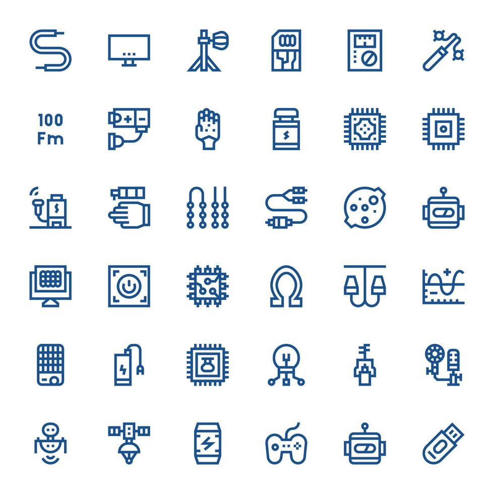 Electronics Professional Set with 36 Bold Line Grid Fitted High Resolution Icons vector
