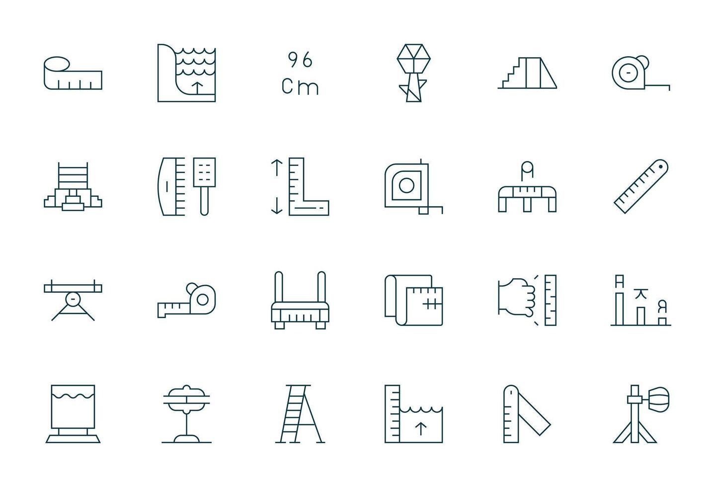 24 Thin Line Editable 128x128 Icons from Height Suite vector