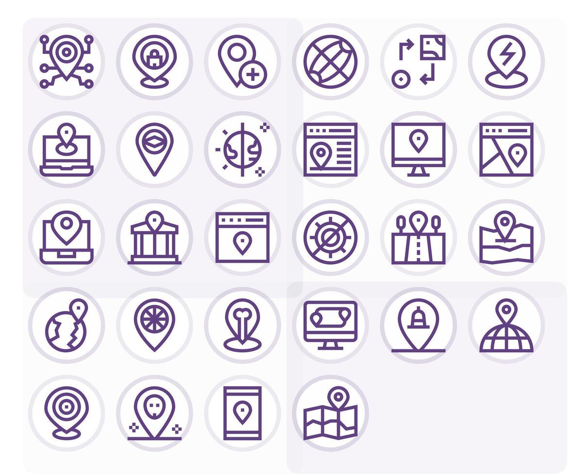 Geo featuring 28 High Resolution Icons in Bold Line Design vector