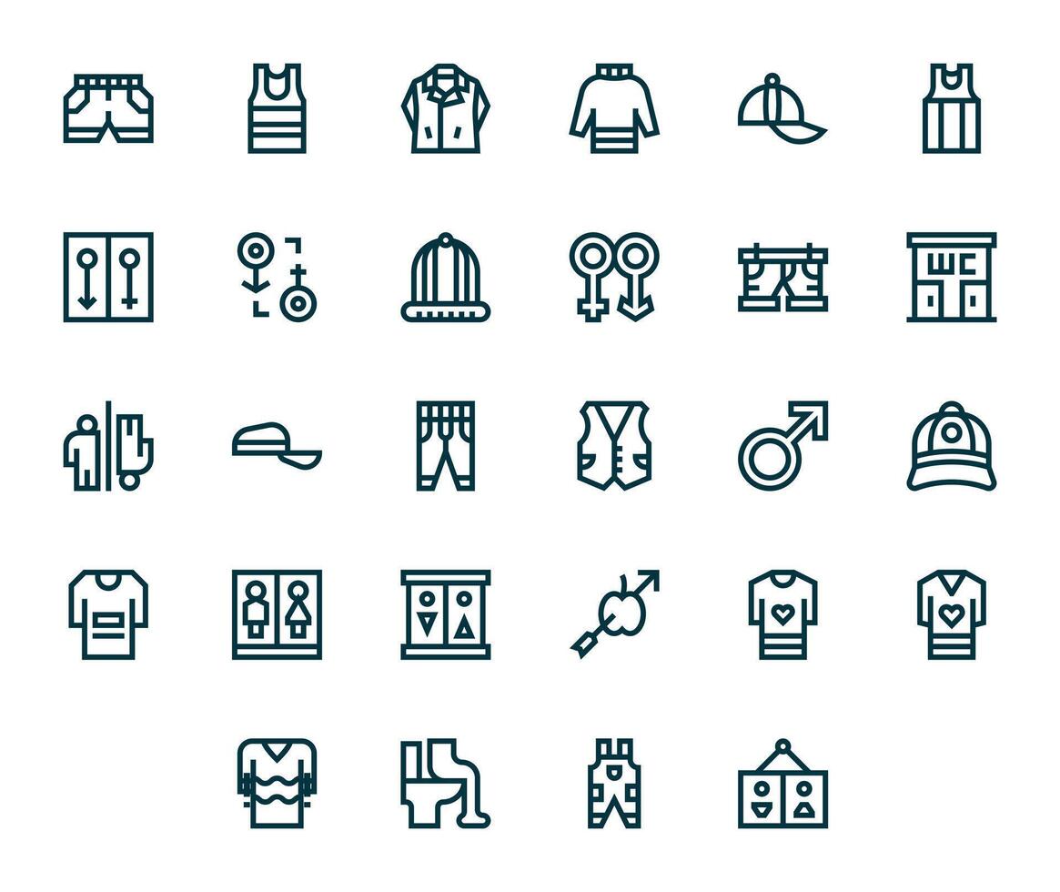negrita línea píxel optimizado íconos desde unisexo conjunto con 28 alto resolución íconos vector