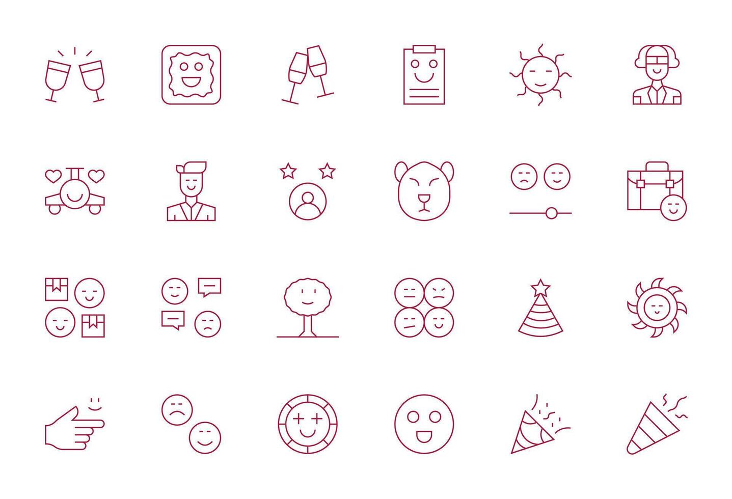 24 High Resolution Thin Line Icons optimized for Happy PIXEL Perfect display vector