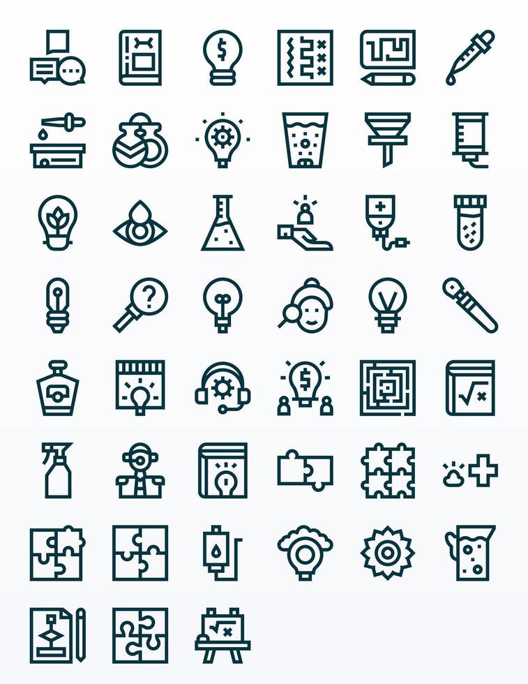 45 Pixel Aligned High Resolution Icons for Solution in elegant Bold Line design vector