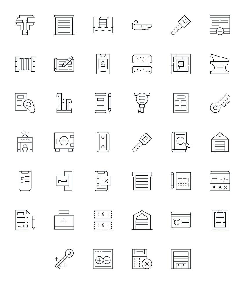 40 Thin Line Icons for Entry in crisp High Resolution Display Perfect resolution vector