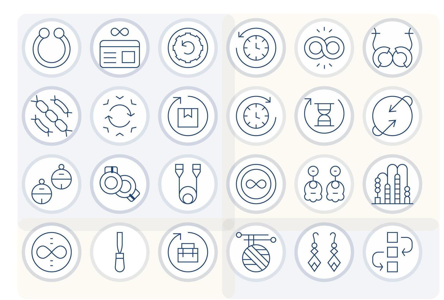 Thin Line Grid Fitted Icons from Loop Set with 24 64x64 Icons vector