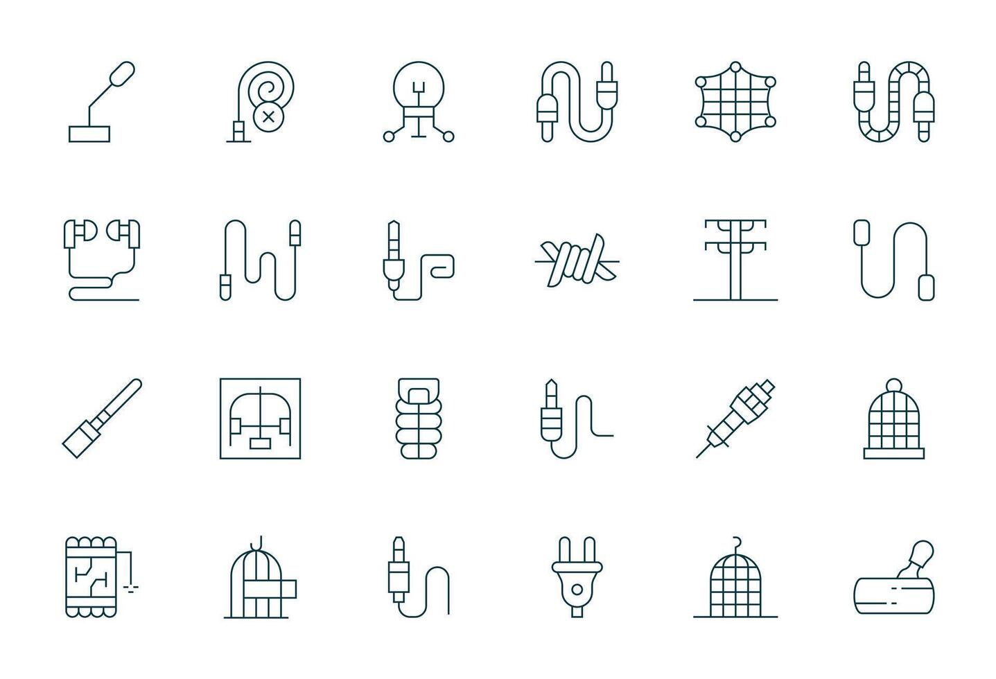 Wire Icon Toolkit featuring 24 Grid Fitted Retina Ready Thin Line elements vector