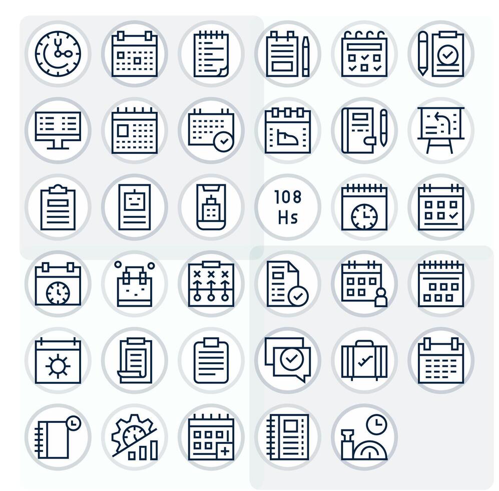 35 Icons for Task optimized in Grid Fitted 256x256 Regular Line resolution vector