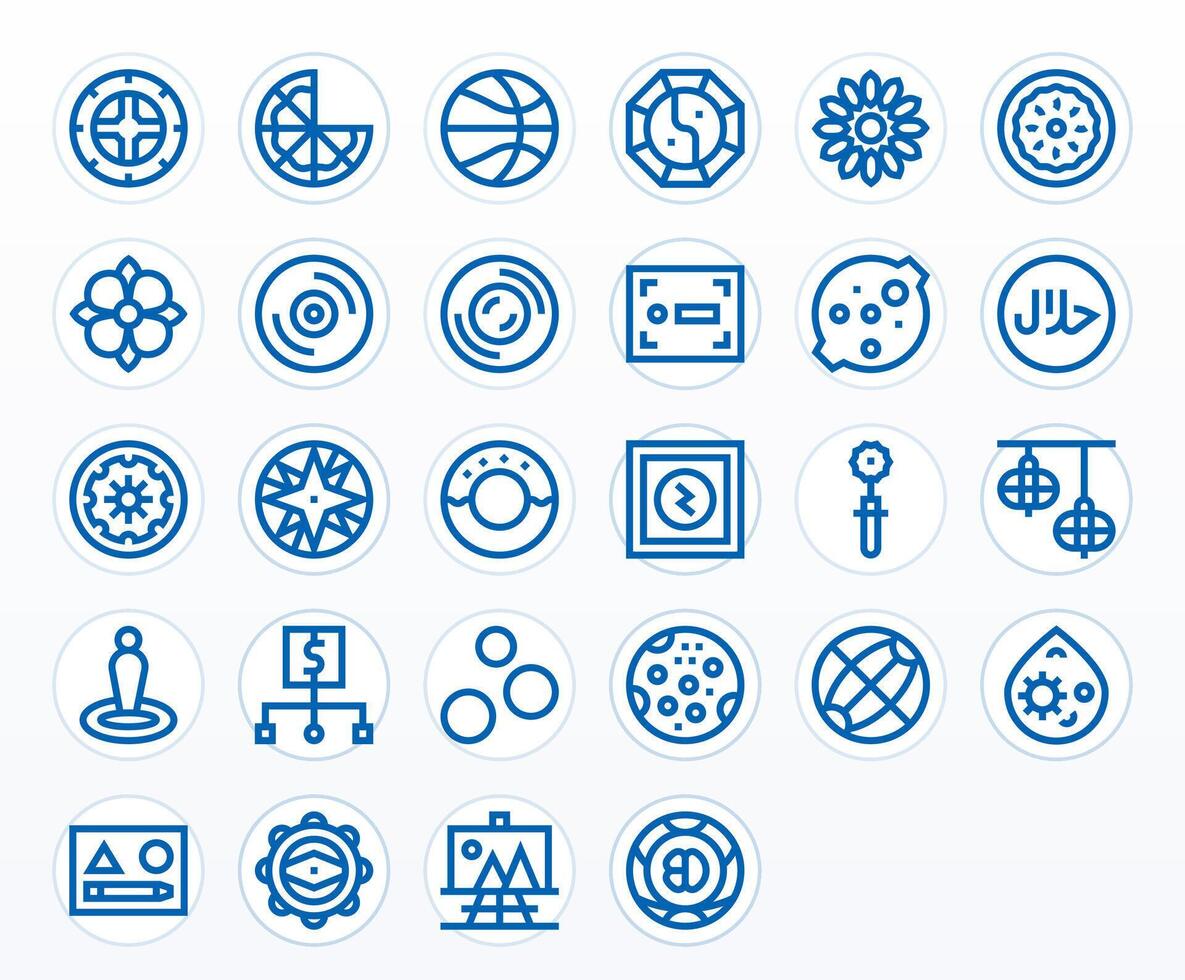 Bold Line Pixel Optimized Icons from Circle Set with 28 Retina Ready Icons vector