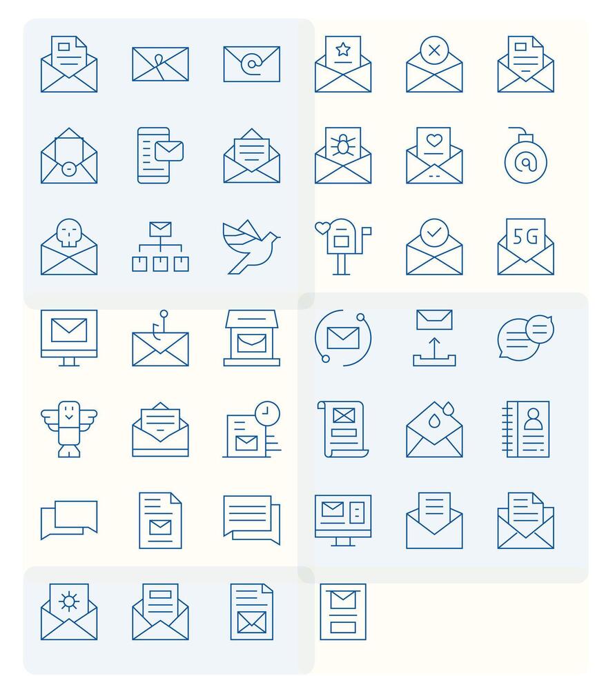 40 High Resolution Icons for Email in Detail Enhanced Thin Line Format vector