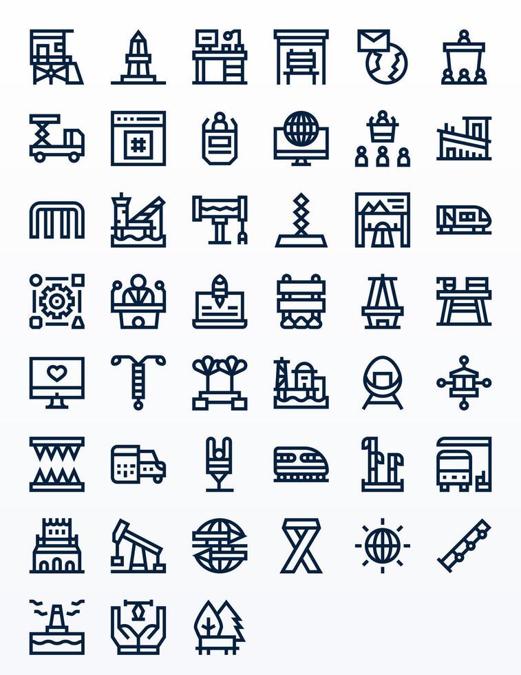 Platform Icon Library with 45 Bold Line 128x128 Pixel Optimized Designs vector