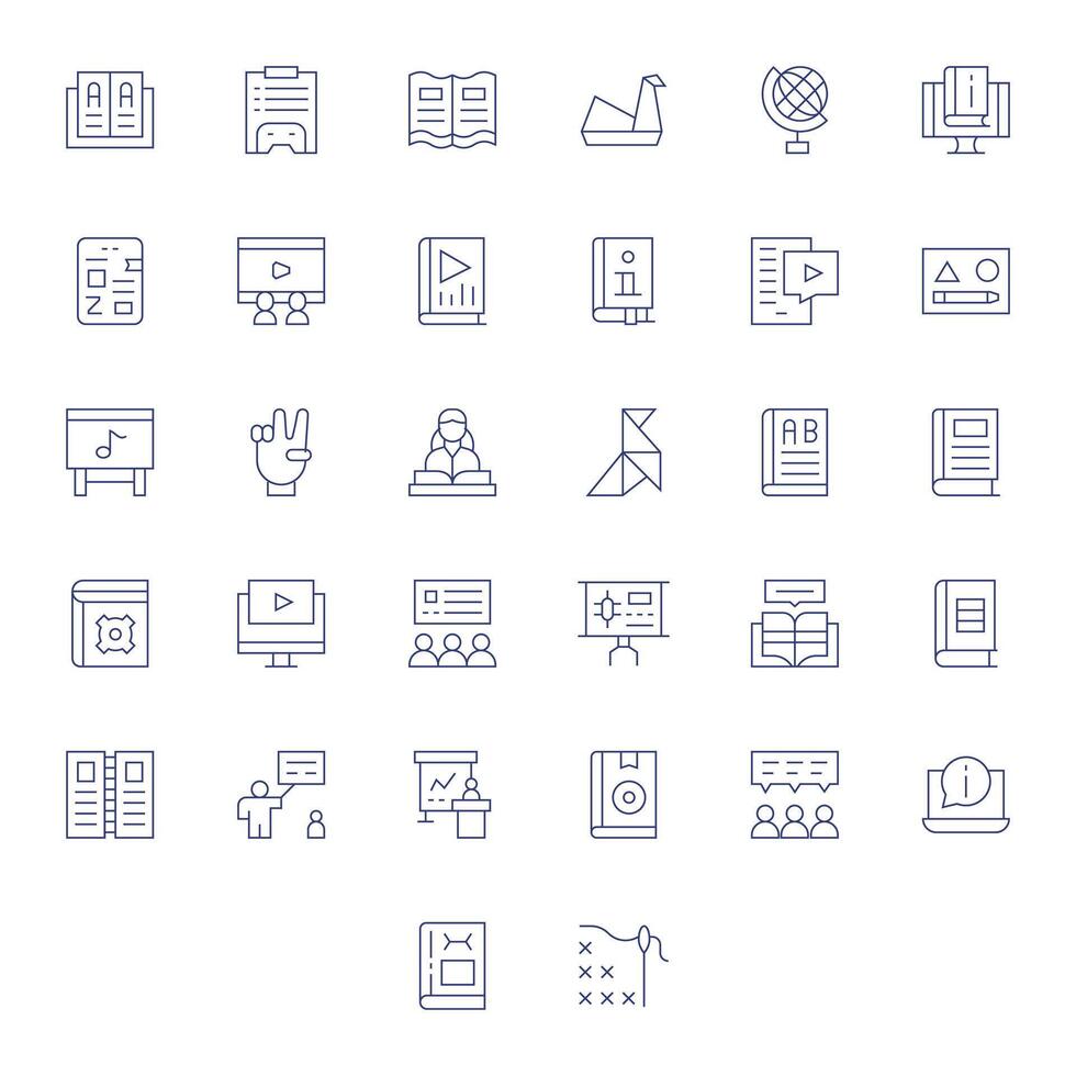 32 256x256 Pixel Aligned Icons for Tutorial in Thin Line Theme vector