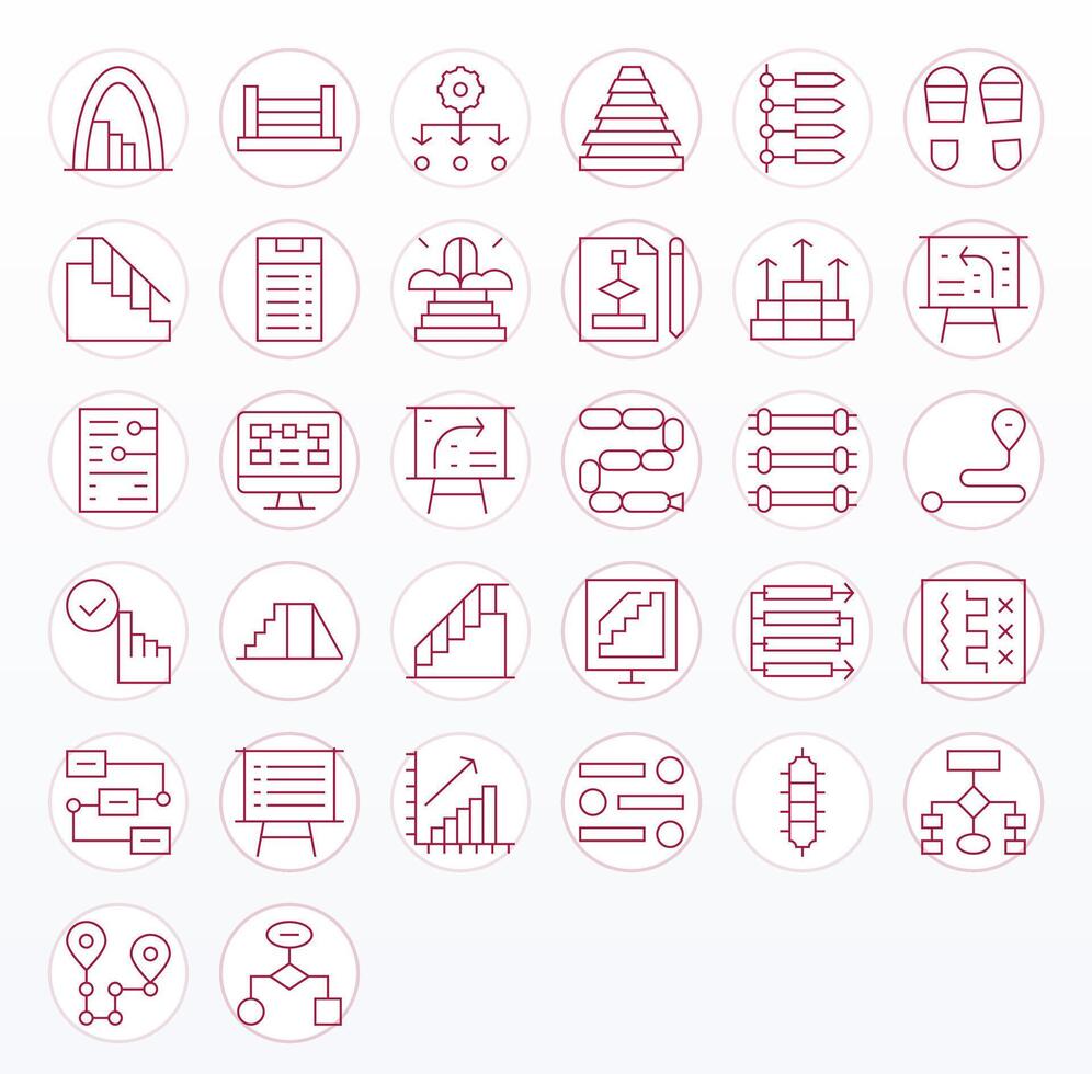 Steps Icon Repository containing 32 Thin Line High Resolution PIXEL Perfect graphics vector