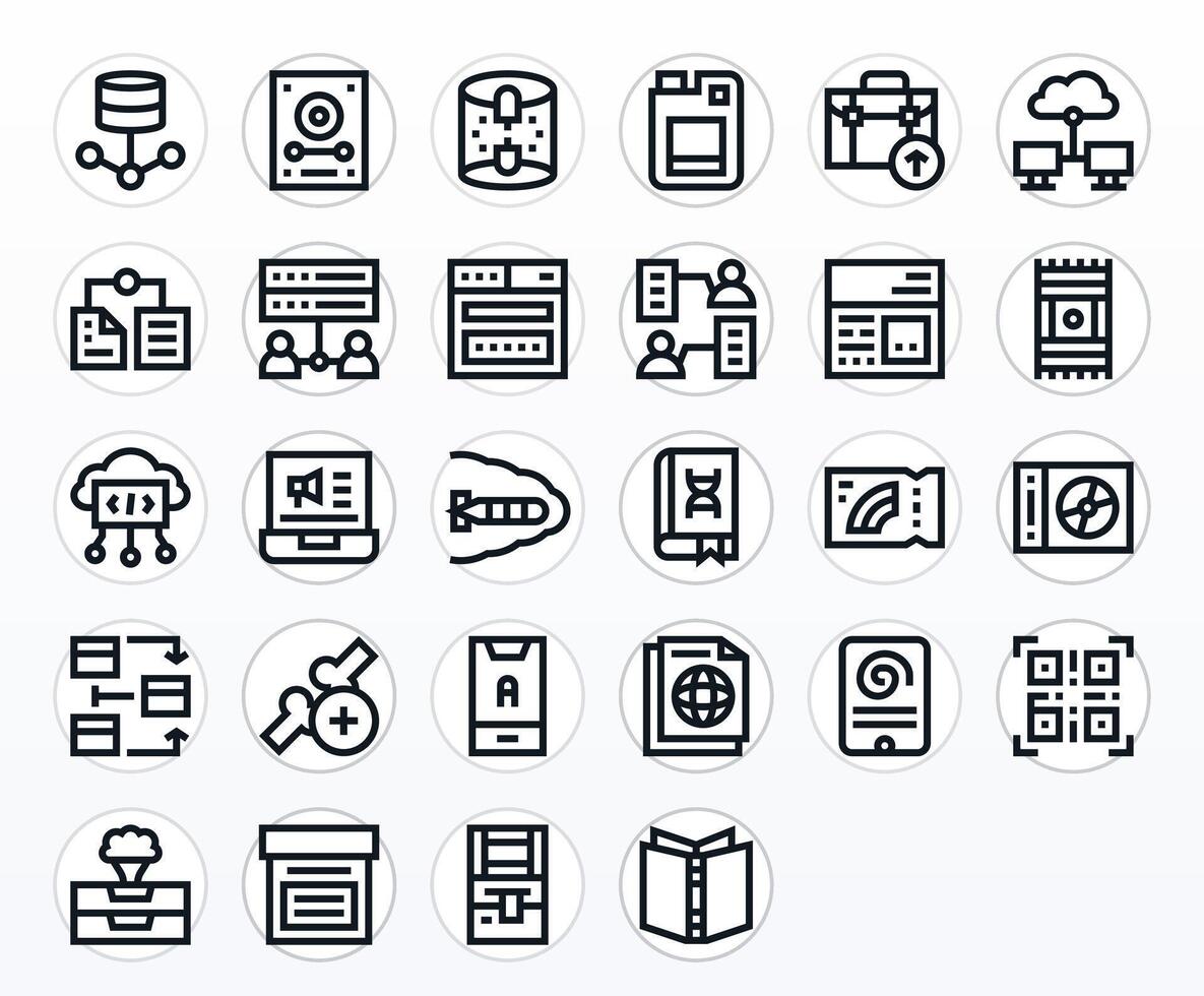 Information Technology Icon Repository containing 28 Bold Line Retina Ready Display Perfect graphics vector