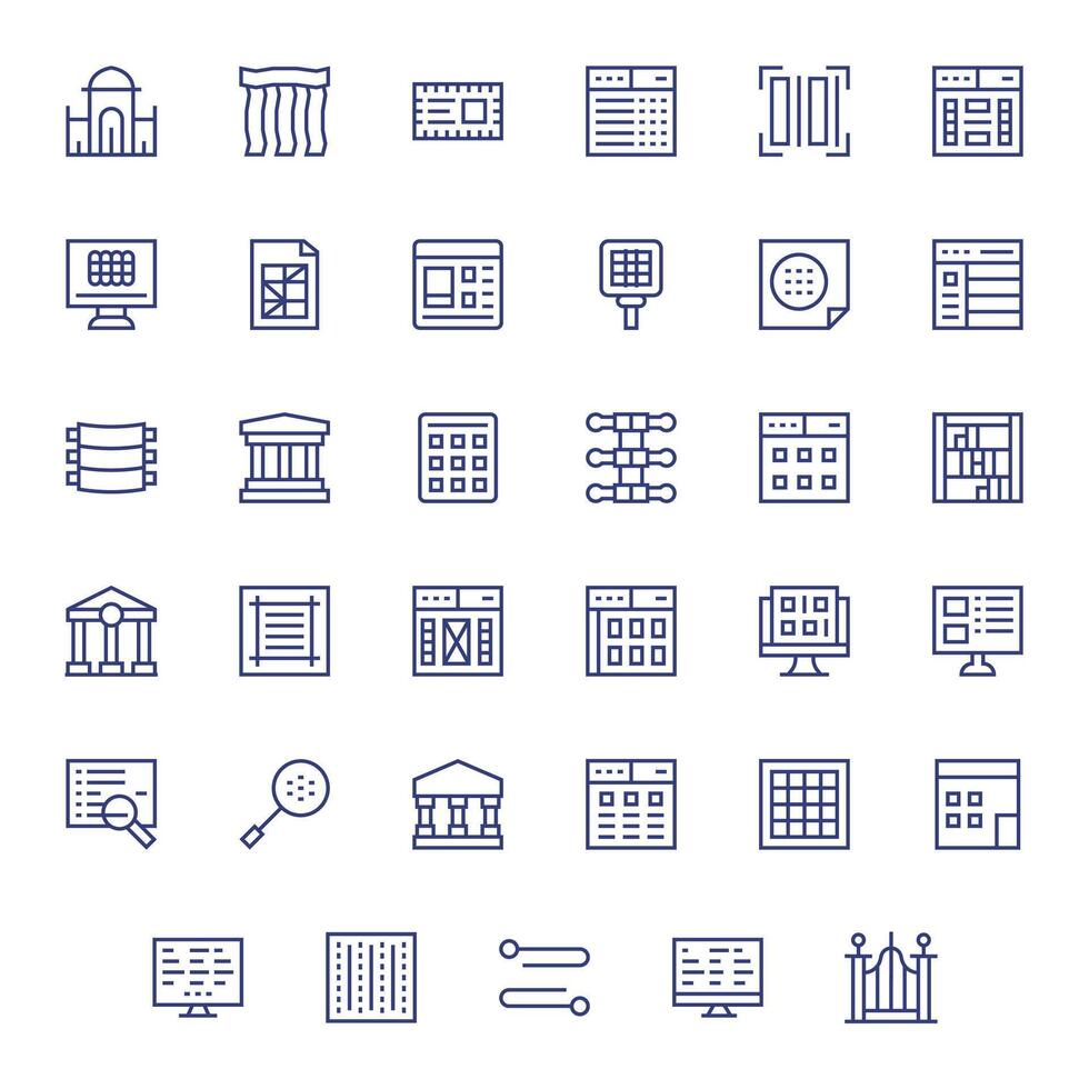 columnas icono arsenal con 35 64 x 64 regular línea píxel optimizado diseños vector
