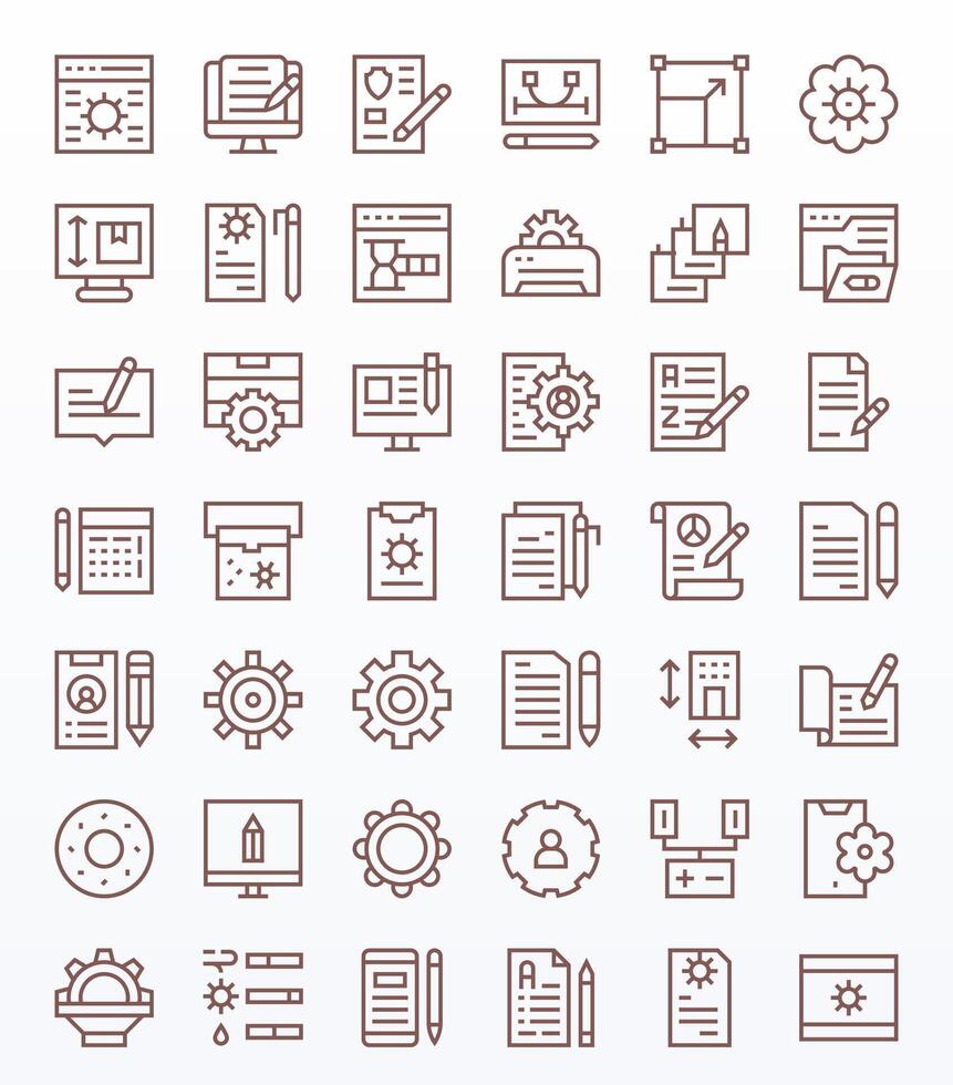 42 Regular Line Grid Fitted Retina Ready Icons from Modify Suite vector