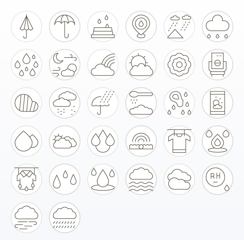 32 Icons for Humidity optimized in PIXEL Perfect 64x64 Thin Line resolution vector