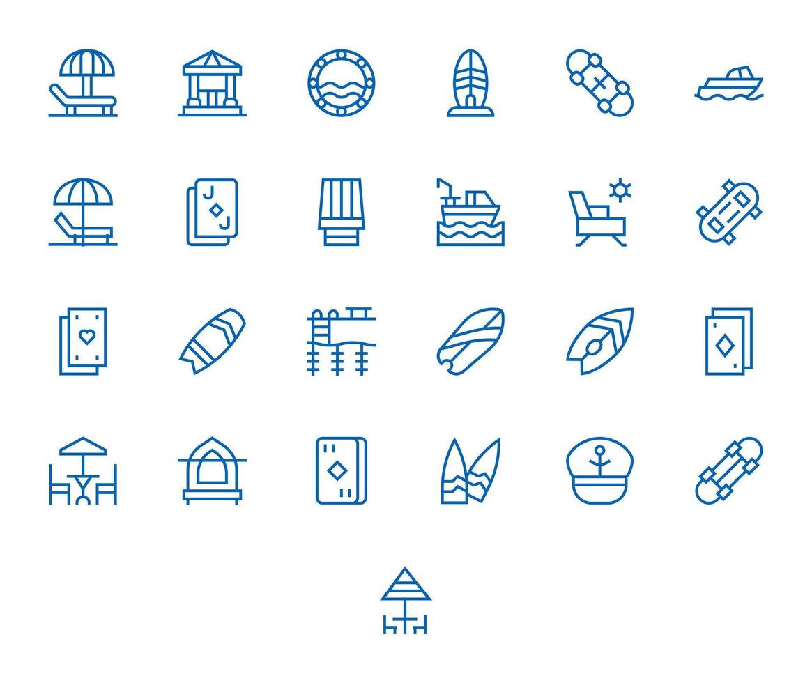 25 Editable Icons themed around Deck in 256x256 Regular Line format vector